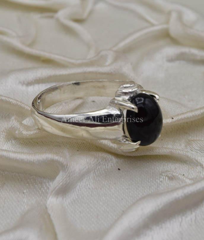 AAE 0330 Chandi Ring 925, Stone Opal (Black) - AmeerAliEnterprises