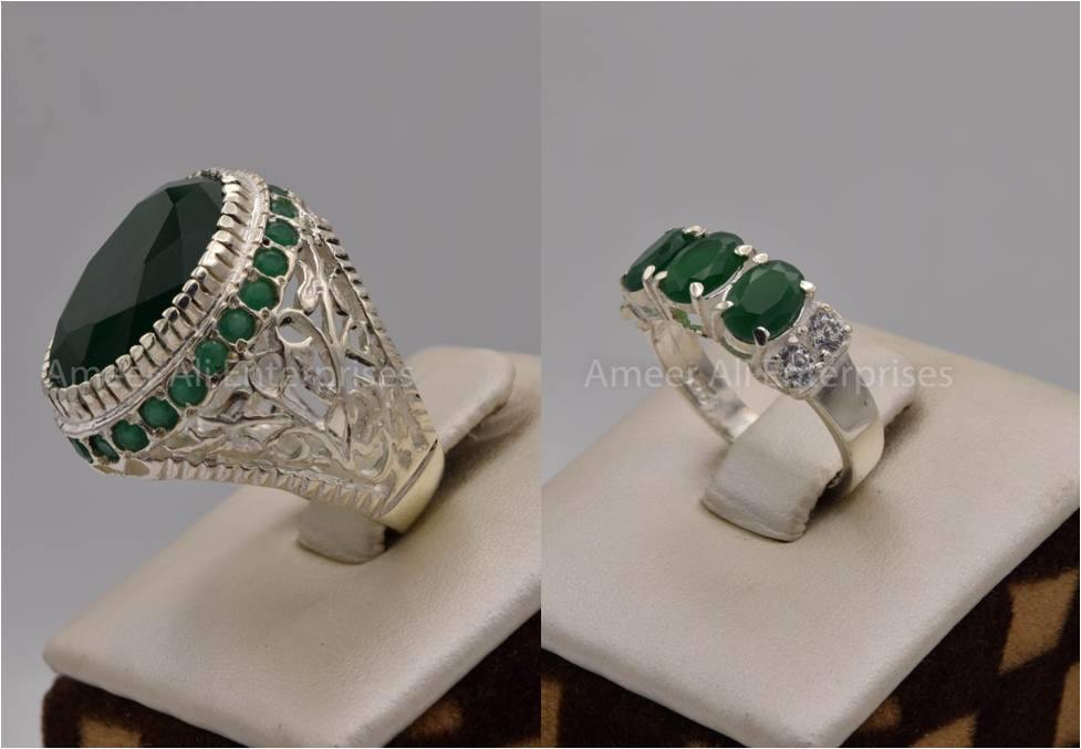 Silver Couple Rings: Pair 110,  Stone: Zircon - AmeerAliEnterprises