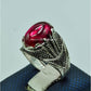 AAE 6773 CHANDI RING 925, STONE: IRANI POOTA YAQOOT (ANARI YAQOOT) - AmeerAliEnterprises