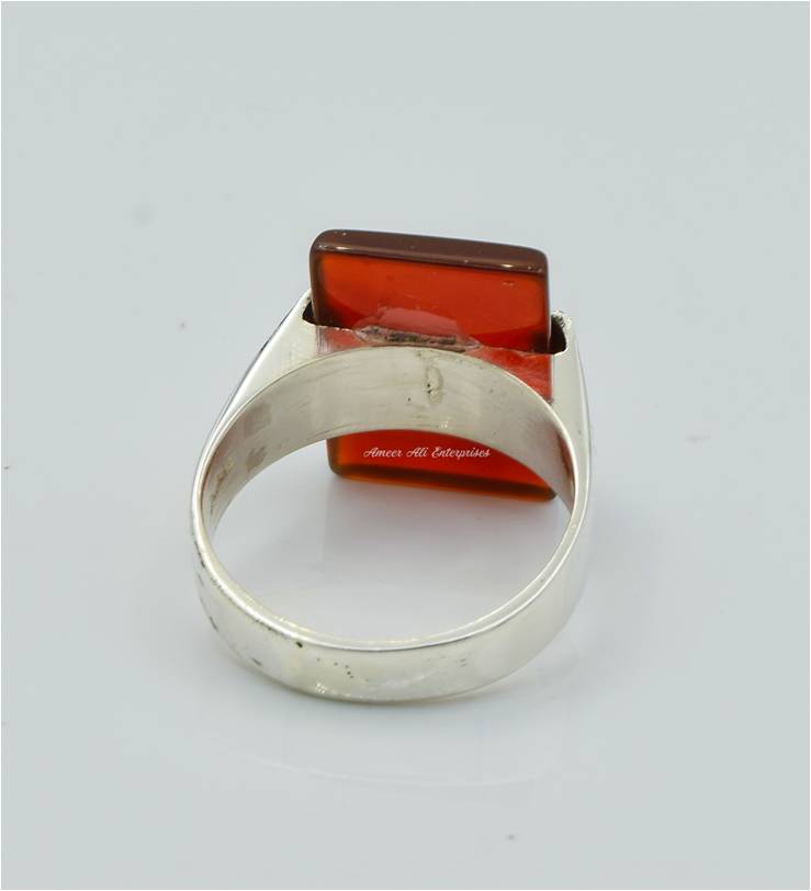 AAE 6233 Chandi Ring 925, Stone: Red Aqeeq