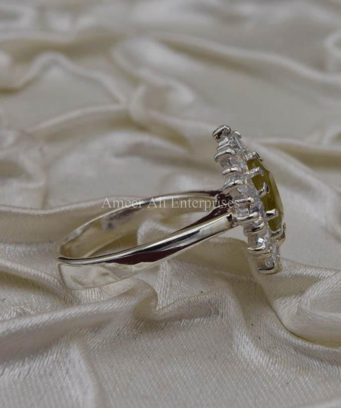 AAE 1851 Chandi Ring 925, Stone: Yellow Sapphire (Pukhraj) - AmeerAliEnterprises