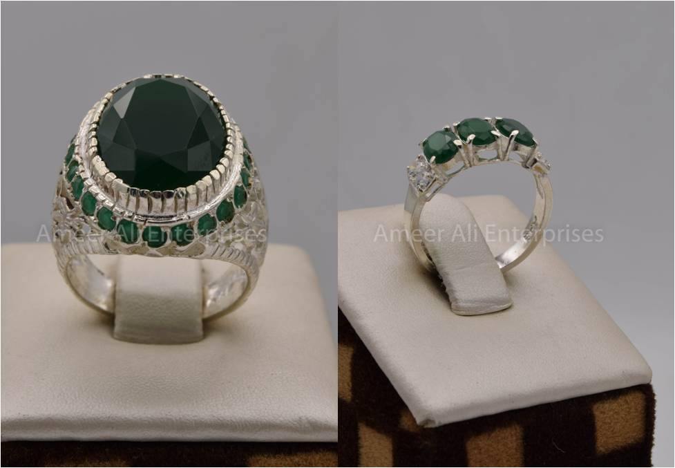 Silver Couple Rings: Pair 110,  Stone: Zircon - AmeerAliEnterprises