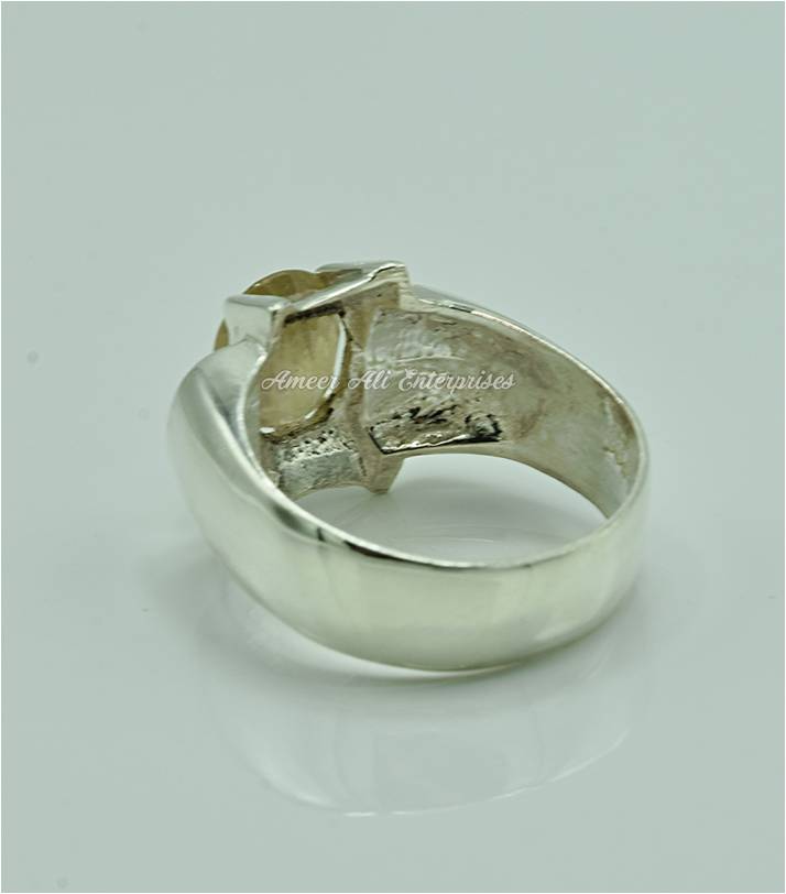 AAE 6862 Chandi Ring 925, Stone: Pukhraj