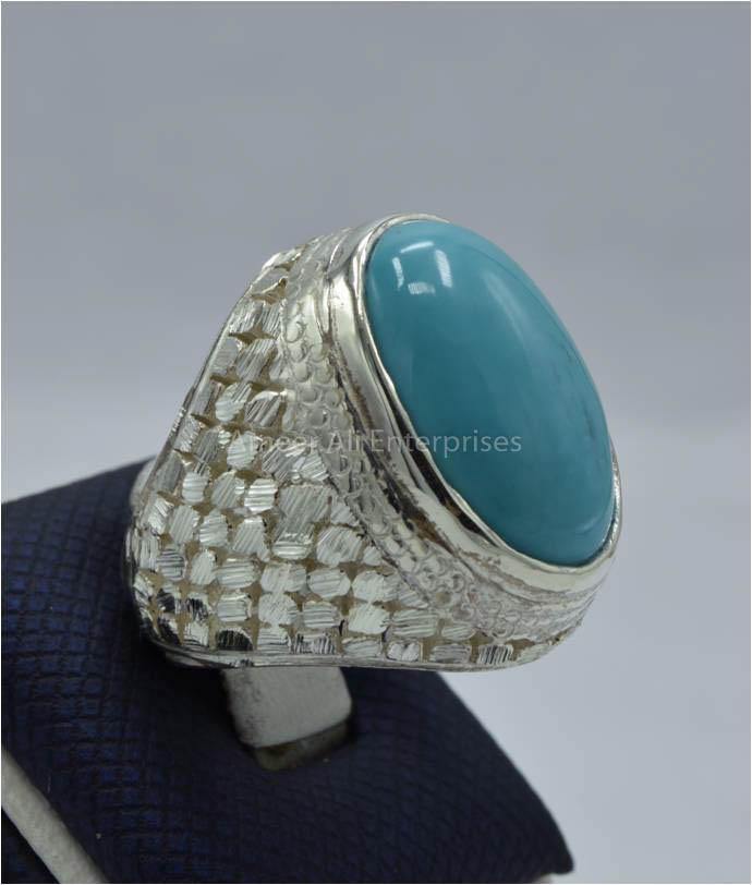 AAE 5823 Chandi Ring 925, Stone: Feroza - AmeerAliEnterprises