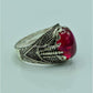 AAE 6773 CHANDI RING 925, STONE: IRANI POOTA YAQOOT (ANARI YAQOOT) - AmeerAliEnterprises