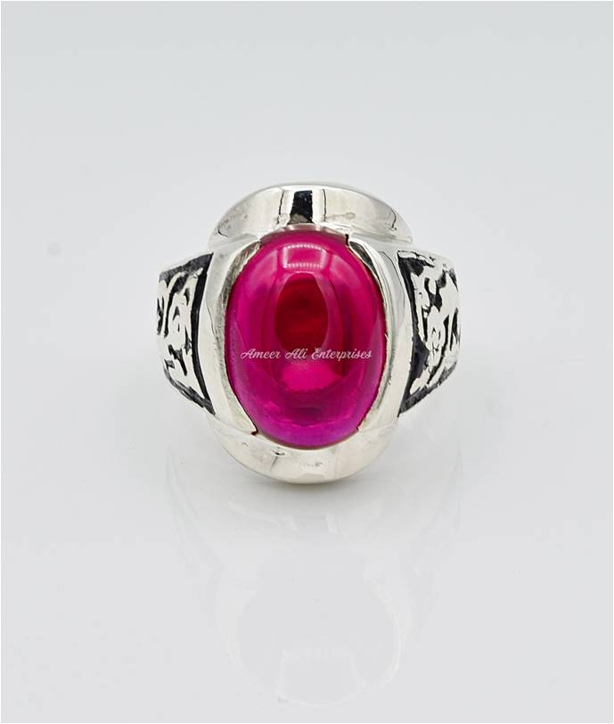 AAE 6622 Chandi Ring 925, Stone: Irani Poota Yaqoot