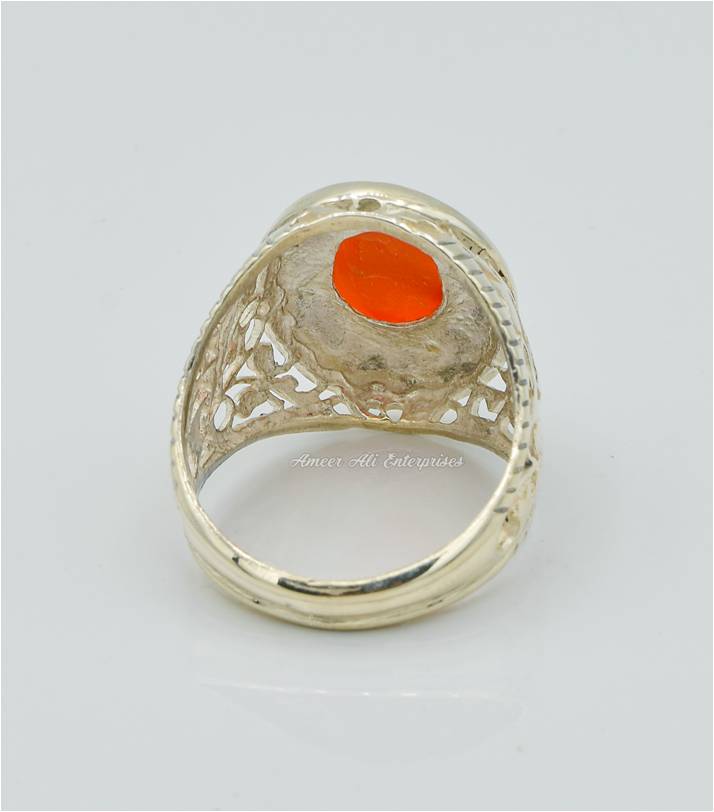 AAE 6275 Chandi Ring 925, Stone: Marjan (Coral)