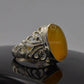 AAE 6525 Chandi Ring 925, Stone: Yellow Aqeeq - AmeerAliEnterprises