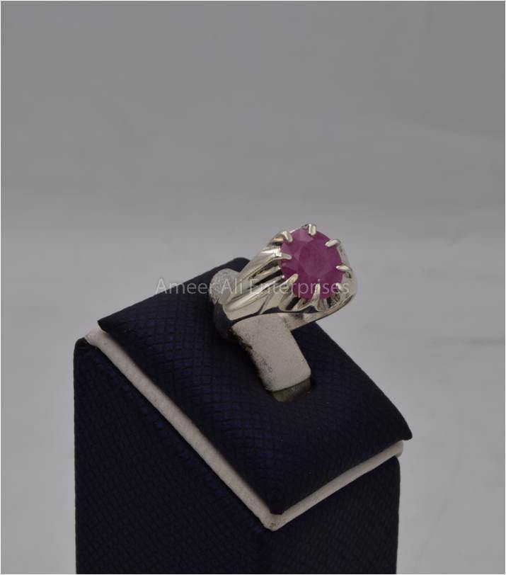 AAE 5743 Chandi Ring 925, Stone: Ruby - AmeerAliEnterprises