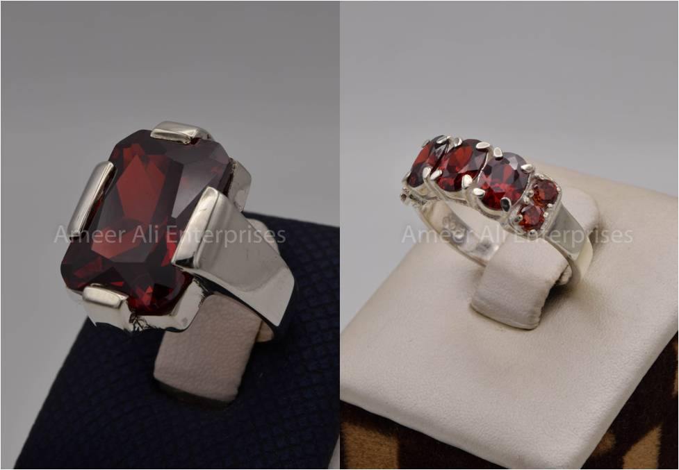 Silver Couple Rings: Pair 73,  Stone: Zircon - AmeerAliEnterprises