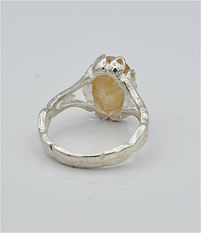 AAE 6632 Chandi Ring 925, Stone: Pukhraj