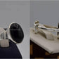 Silver Couple Rings: Pair 20,  Stone: Black Aqeeq (Agate) - AmeerAliEnterprises