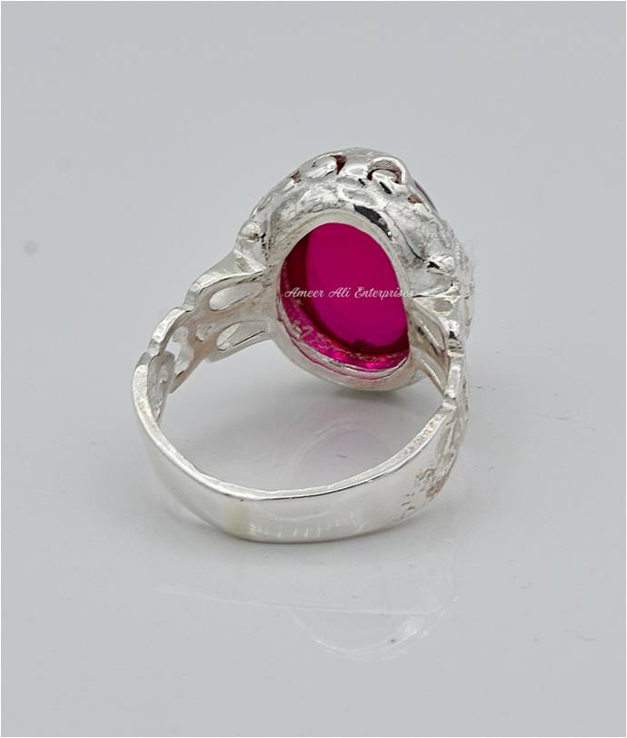 AAE 6589 Chandi Ring 925, Stone: Irani Poota Yaqoot