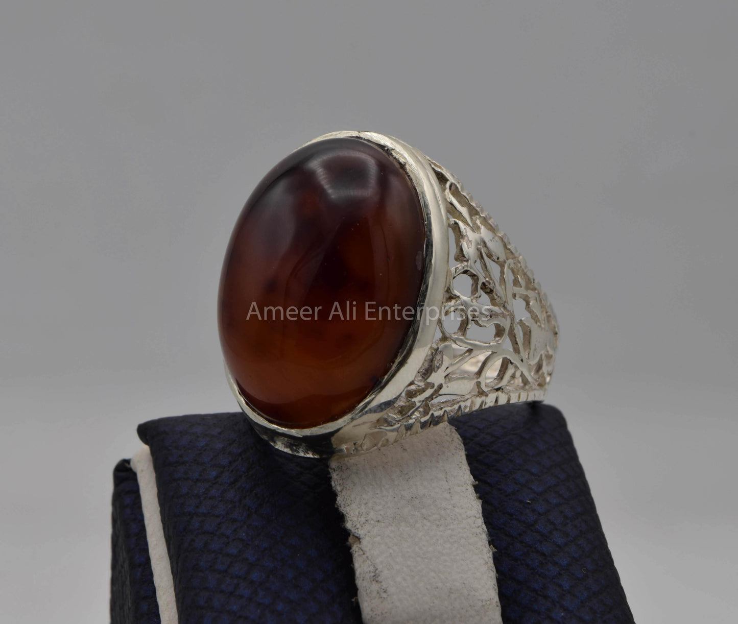 AAE 5659 Chandi Ring 925, Stone: Sulemani Aqeeq - AmeerAliEnterprises