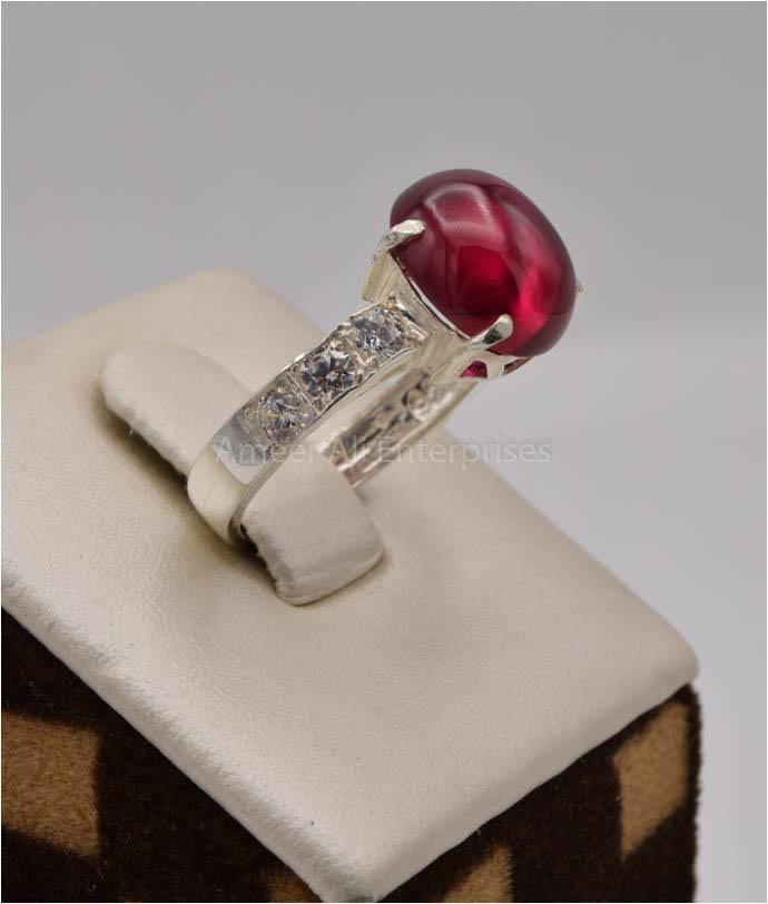 AAE 2502 Chandi Ring 925, Stone: Irani Poota Yaqoot (Anari Yaqoot) - AmeerAliEnterprises