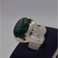 AAE 3111 Chandi Ring 925, Stone: Green Aqeeq - AmeerAliEnterprises