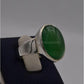 AAE 3121 Chandi Ring 925, Stone: Green Aqeeq - AmeerAliEnterprises