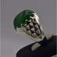 AAE 3122 Chandi Ring 925, Stone: Green Aqeeq - AmeerAliEnterprises