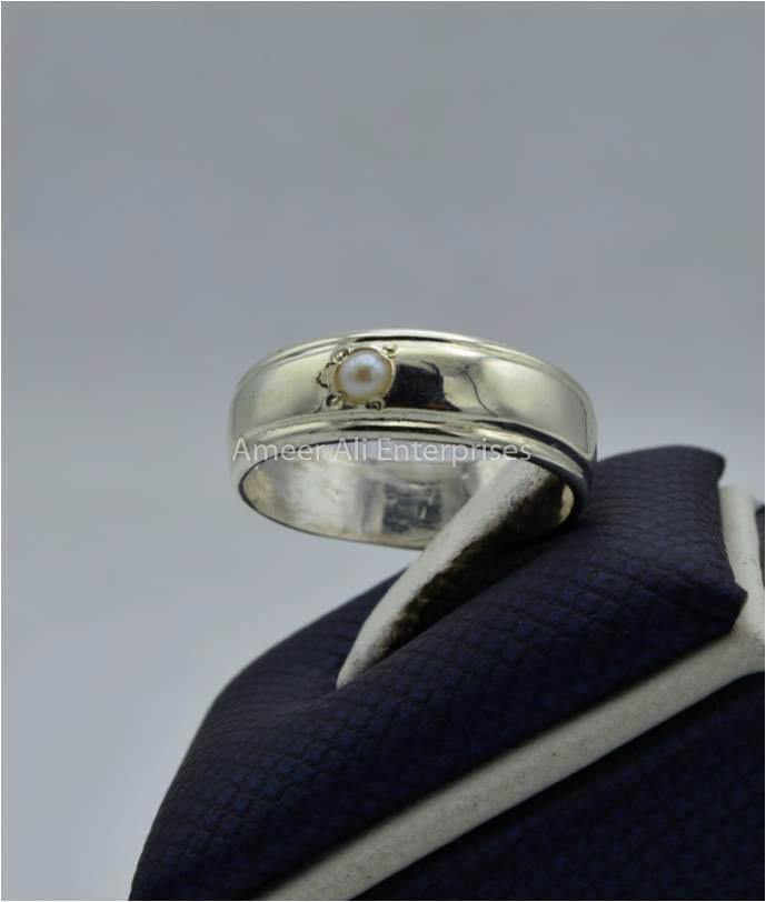 AAE 5805 Chandi Ring 925, Stone Pearl - AmeerAliEnterprises