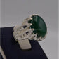 AAE 3114 Chandi Ring 925, Stone: Green Aqeeq - AmeerAliEnterprises