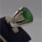 AAE 3118 Chandi Ring 925, Stone: Green Aqeeq - AmeerAliEnterprises