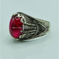 AAE 6773 CHANDI RING 925, STONE: IRANI POOTA YAQOOT (ANARI YAQOOT) - AmeerAliEnterprises
