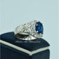 AAE 0543 Chandi Ring 925, Stone: Blue Sapphire (Neelam) - AmeerAliEnterprises