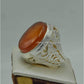 AAE 6158 Chandi Ring 925, Stone: Red Aqeeq - AmeerAliEnterprises