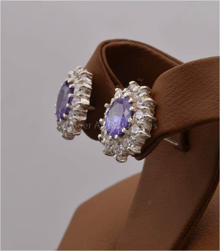 AAE 2479 CHANDI EARRINGS 925, STONE: ZIRCON - AmeerAliEnterprises