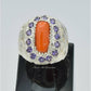 AAE 4536 Chandi Ring 925, Stone: Marjan (Coral)