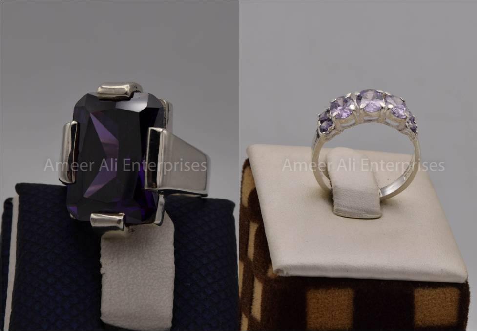 Silver Couple Rings: Pair 76,  Stone: Zircon - AmeerAliEnterprises