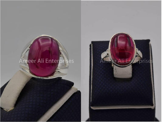 Silver Couple Rings: Pair 148,  Stone: Irani Poota Yaqoot - AmeerAliEnterprises