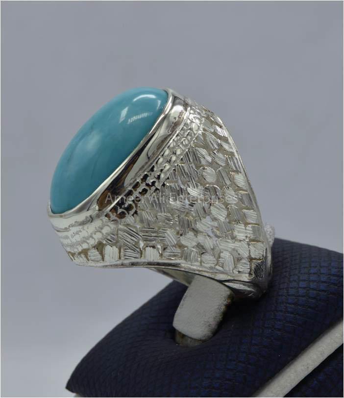 AAE 5823 Chandi Ring 925, Stone: Feroza - AmeerAliEnterprises