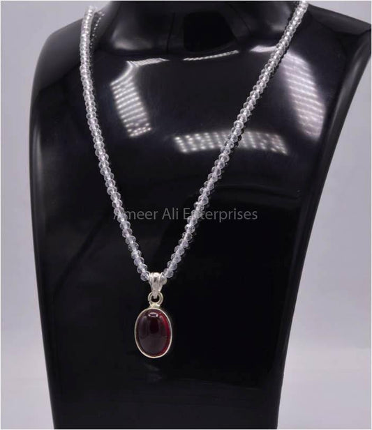 AAE 5838 Chandi Pendant 925, Stone: Irani Poota Yaqoot - AmeerAliEnterprises