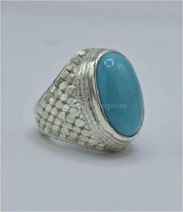 AAE 5823 Chandi Ring 925, Stone: Feroza - AmeerAliEnterprises