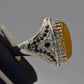 AAE 6534 Chandi Ring, Stone: Zard Aqeeq - AmeerAliEnterprises