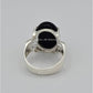 AAE 6564 Chandi Ring 925, Stone: Black Aqeeq