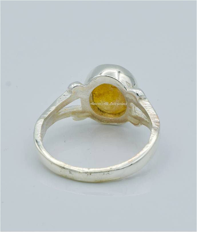 AAE 6605 Chandi Ring 925, Stone: Pukhraj