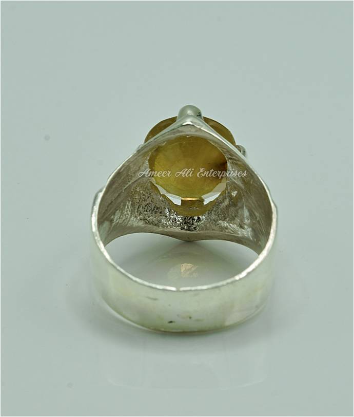 AAE 6848 Chandi Ring 925, Stone: Pukhraj