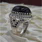 AAE 4371 Chandi Ring 925, Stone: Black Aqeeq