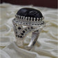 AAE 4371 Chandi Ring 925, Stone: Black Aqeeq