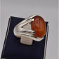 AAE 8220 Chandi Ring 925, Stone: Red Aqeeq - AmeerAliEnterprises