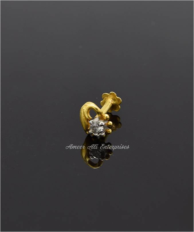 AAE 6885 Gold Nose pin, Stone: Zircon