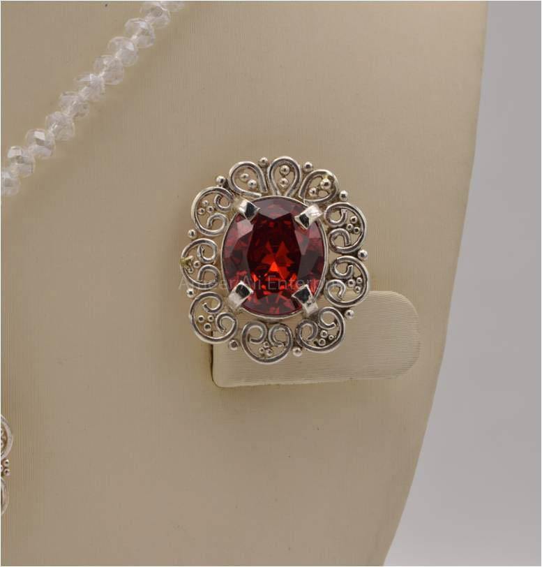 AAE 2545 Chandi Set 925, Stone: Zircon - AmeerAliEnterprises