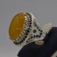 AAE 6534 Chandi Ring, Stone: Zard Aqeeq - AmeerAliEnterprises