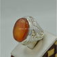 AAE 6158 Chandi Ring 925, Stone: Red Aqeeq - AmeerAliEnterprises