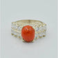 AAE 6278 Chandi Ring 925, Stone: Marjan (Coral)
