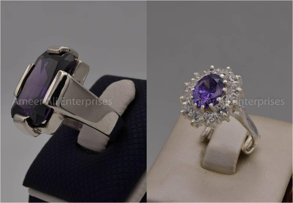 Silver Couple Rings: Pair 75,  Stone: Zircon - AmeerAliEnterprises
