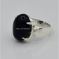 AAE 6564 Chandi Ring 925, Stone: Black Aqeeq