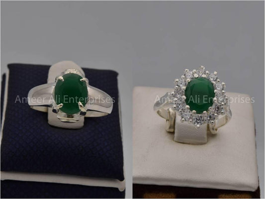 Silver Couple Rings: Pair 53,  Stone: Zircon - AmeerAliEnterprises